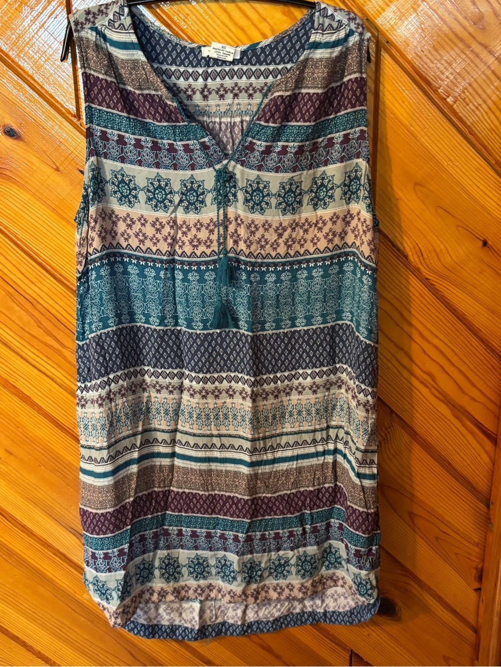 beachlunchlounge Teal, Navy & Cream Patterned Swim Coverup